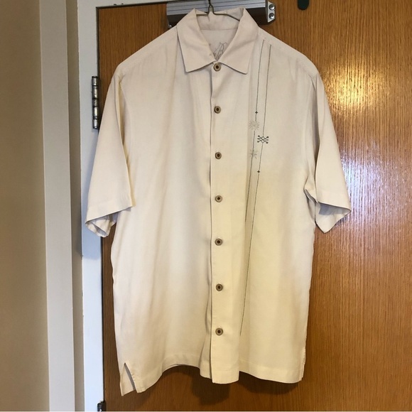 Tommy Bahama Silky Button Down Short Sleeve Shirt Top Mens Sz M - Picture 2 of 14